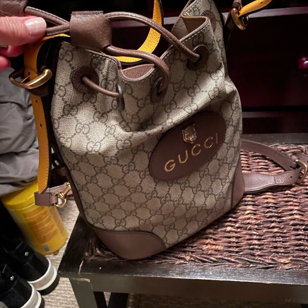 Authentic Gucci Brown and Tan Monogram Backpack
